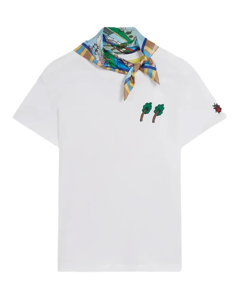 Mira Mikati detachable-scarf embroidered T-shirt - Weiß Weiß