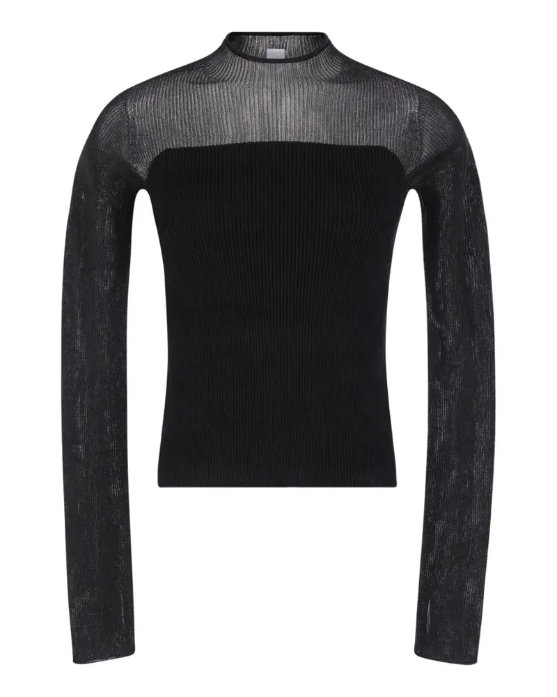 CFCL ribbed-knit lurex-finish log-sleeve top - Schwarz Schwarz