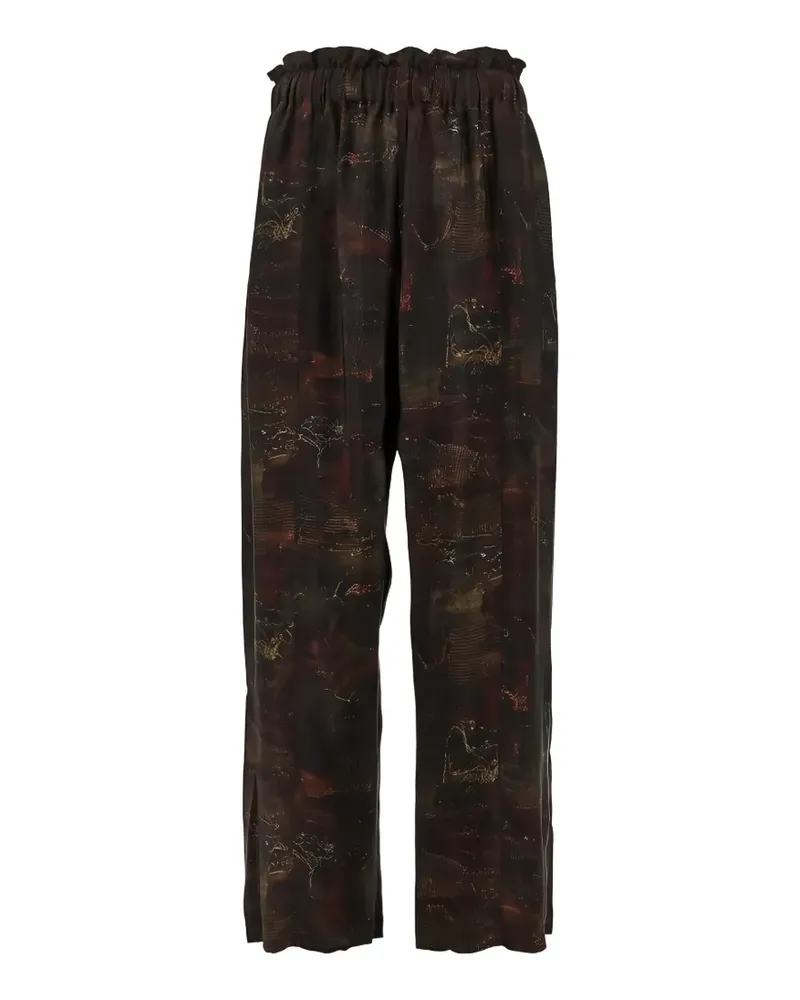 Emporio Armani graphic-print elasticated-waist trousers - Braun Braun
