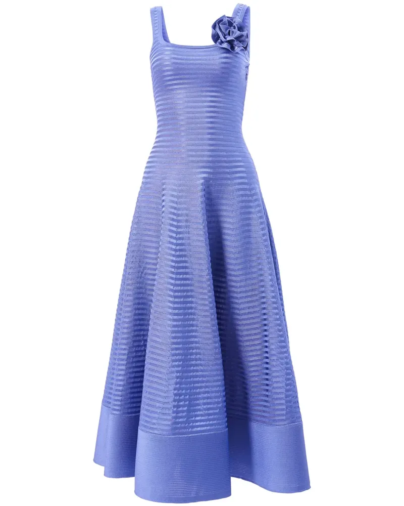 Carolina Herrera New York Gestricktes Kleid mit Rosette-Applikation - Blau Blau