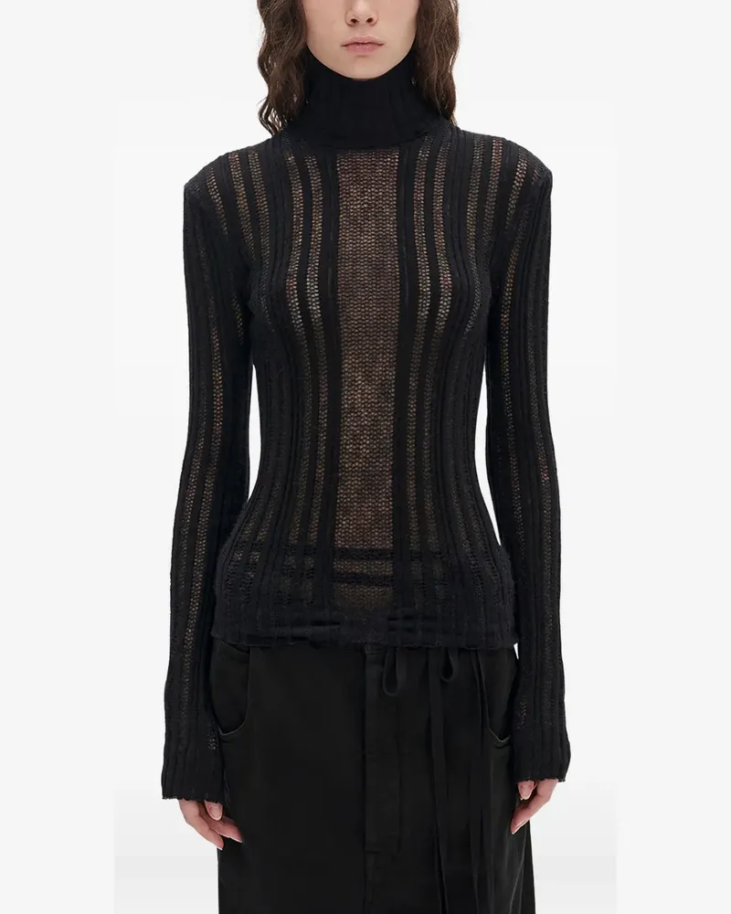 Ann Demeulemeester Gerippter Rollkragenpullover - Schwarz Schwarz