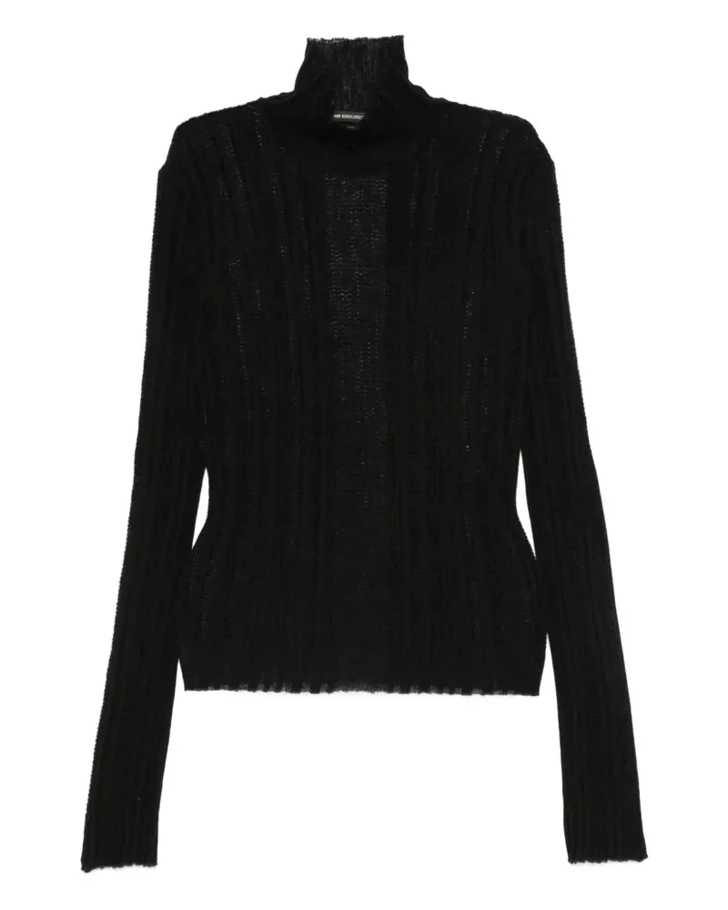 Ann Demeulemeester Gerippter Rollkragenpullover - Schwarz Schwarz