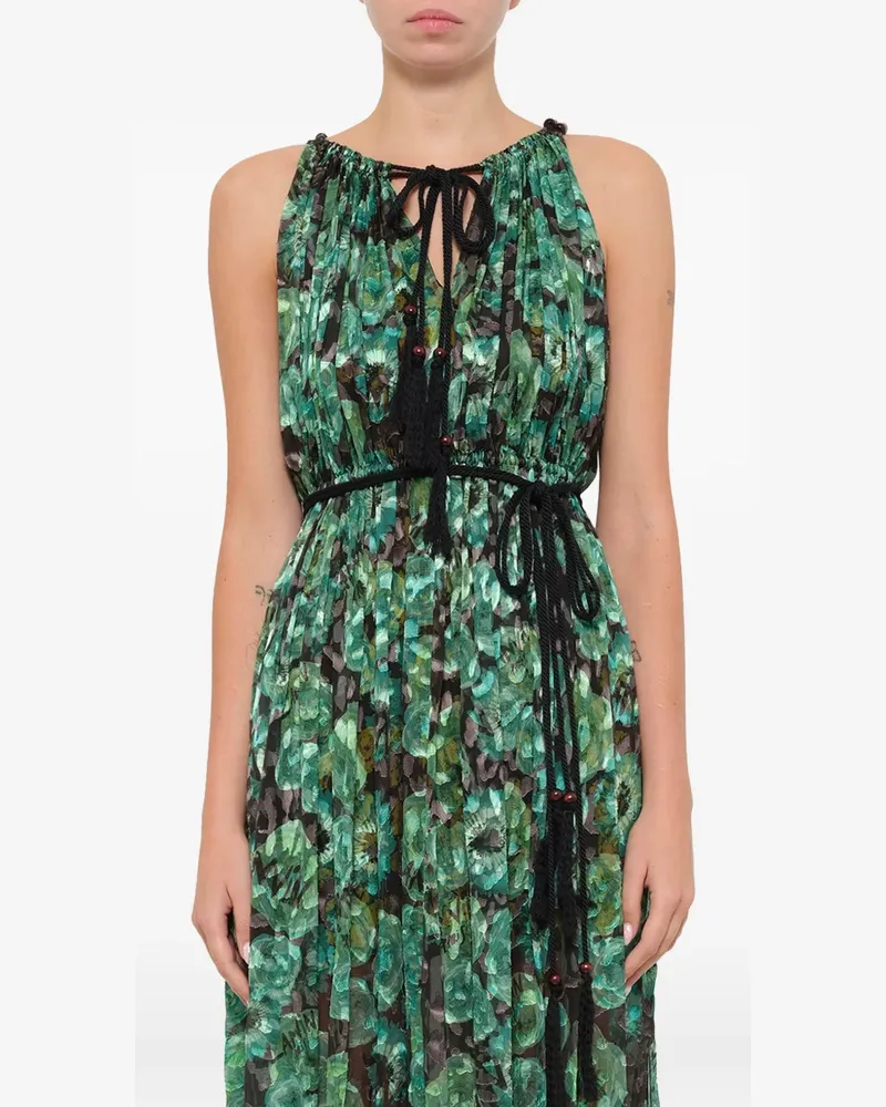 Lanvin floral-print tassel-detail dress - Grün Grün