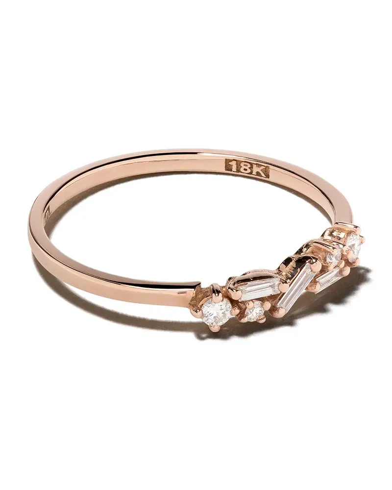 Suzanne Kalan 18kt 'Thin Playful' Rotgoldring mit Diamanten - Rosa Rosa