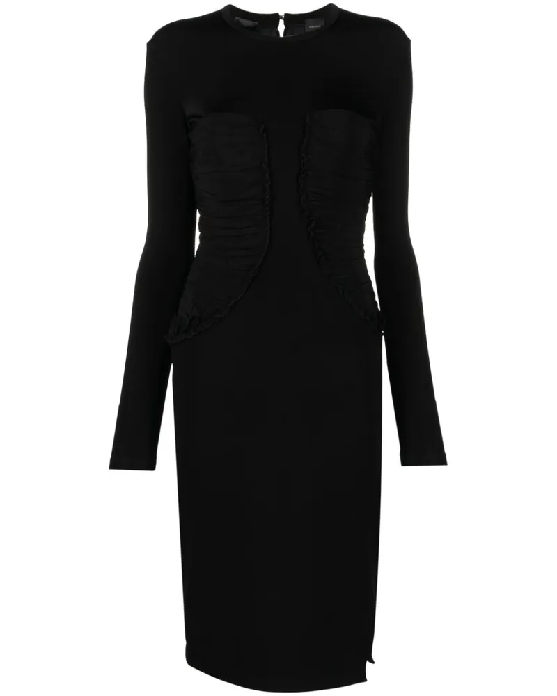 Pinko Gerafftes Midikleid - Schwarz Schwarz