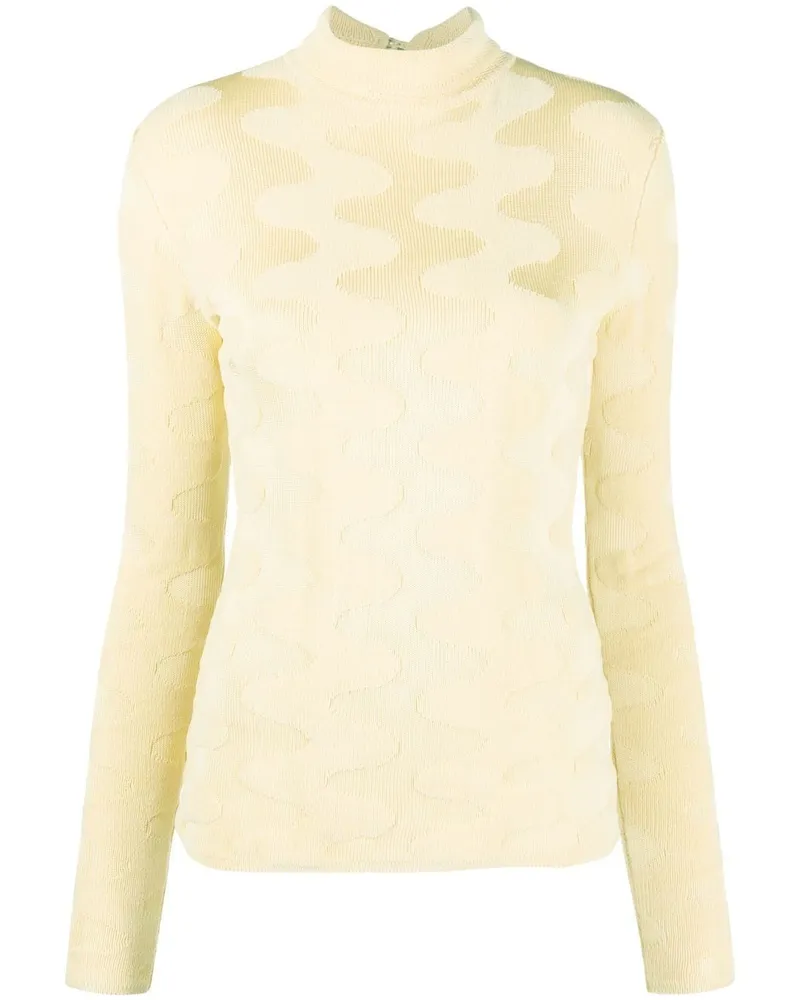 Nanushka Rollkragenoberteil mit Wellenmuster - Gelb Gelb