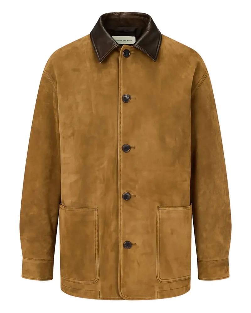 ManOnTheBoon contrast-collar suede jacket - Braun Braun