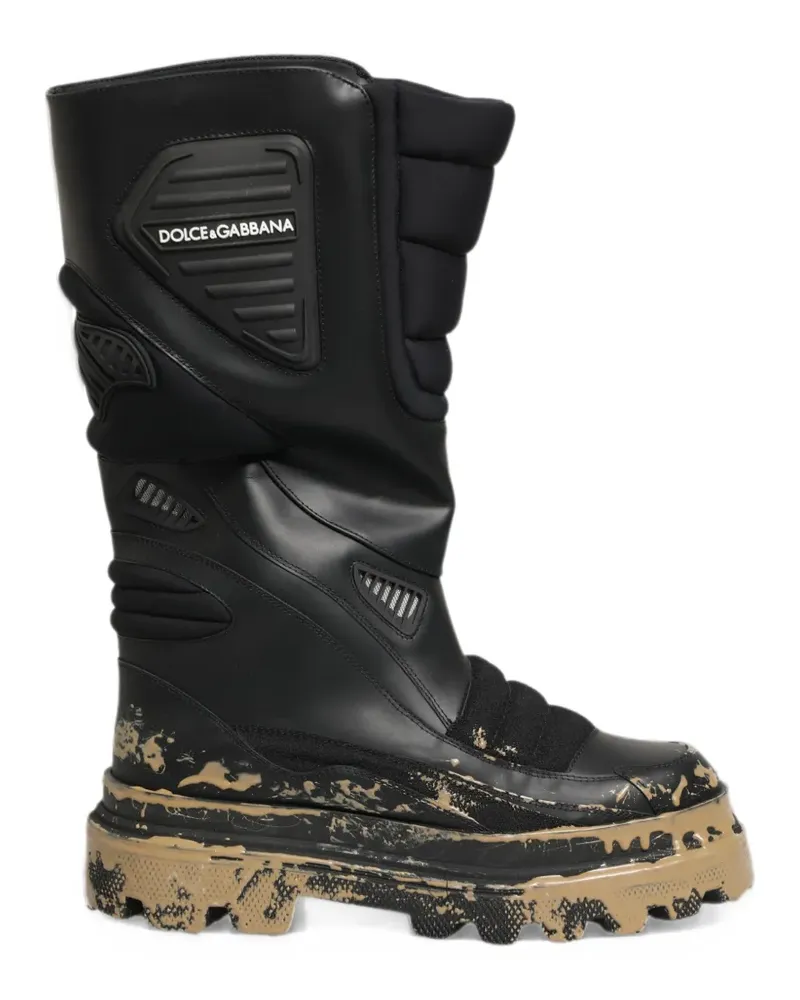 Dolce & Gabbana logo-plaque leather boots - Schwarz Schwarz