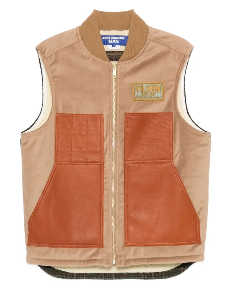 Junya Watanabe x Filton leather-panelled zip-front jacket - Braun Braun