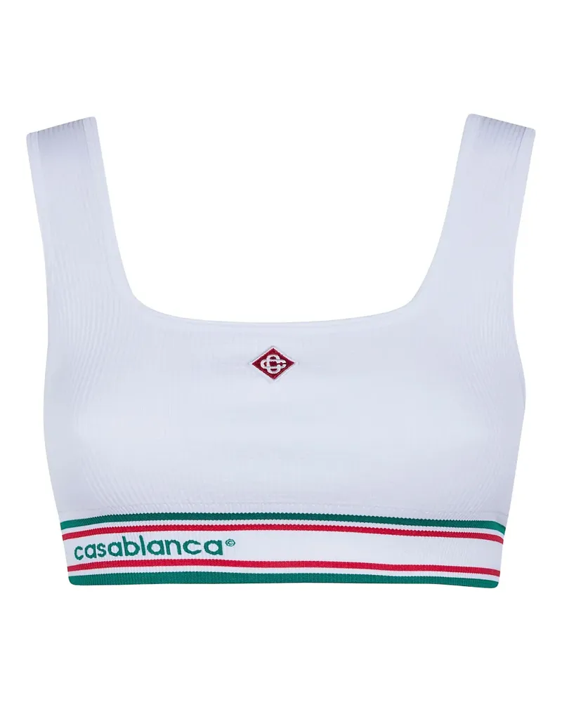 Casablanca Paris ribbed striped top - Weiß Weiß