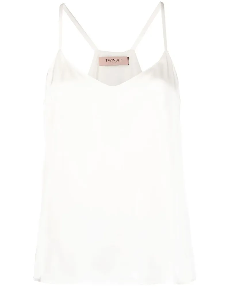 Twin-Set Tanktop mit Logo-Schild - Weiß Weiß
