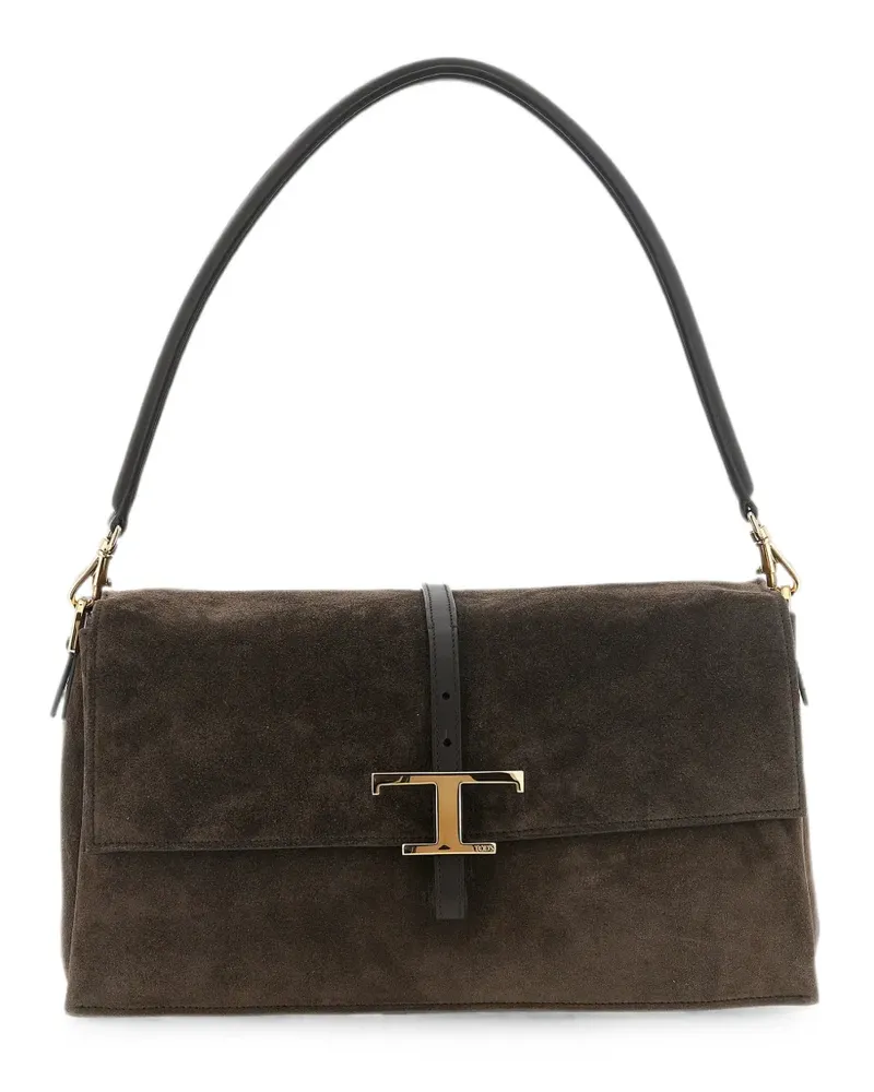TOD'S small T Timeless suede shoulder bag - Braun Braun