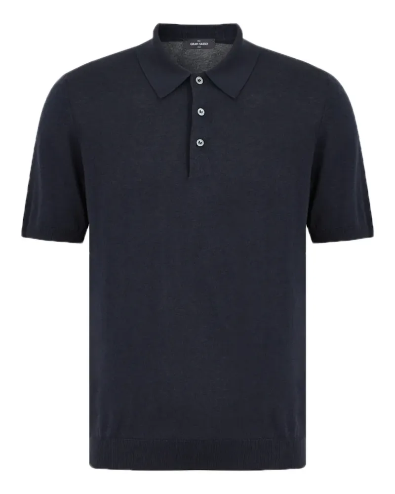 Gran Sasso Kurzärmeliger Pullover mit Polokragen - Blau Blau
