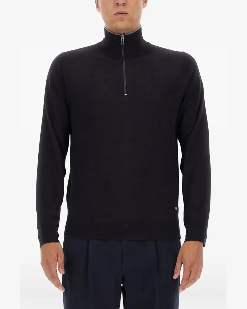 Paul Smith logo-embroidered half-zip sweater - Blau Blau