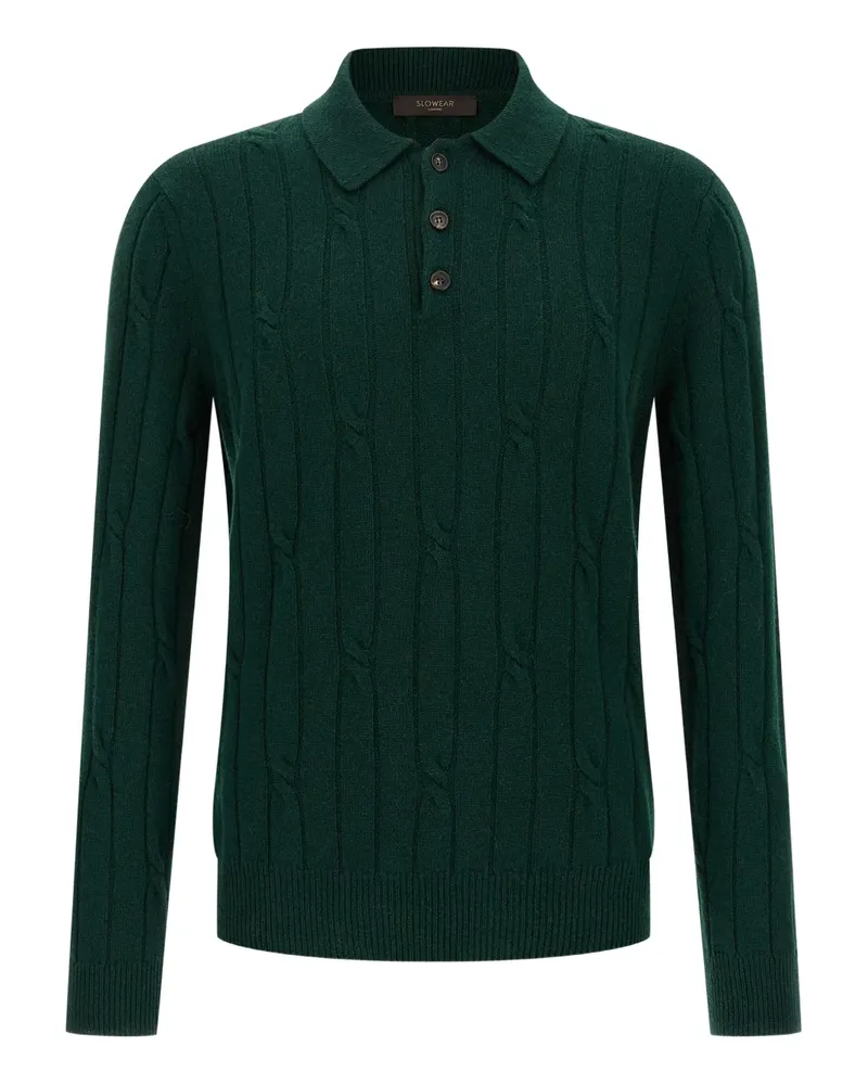 Zanone Poloshirt mit Zopfmuster - Grün Grün