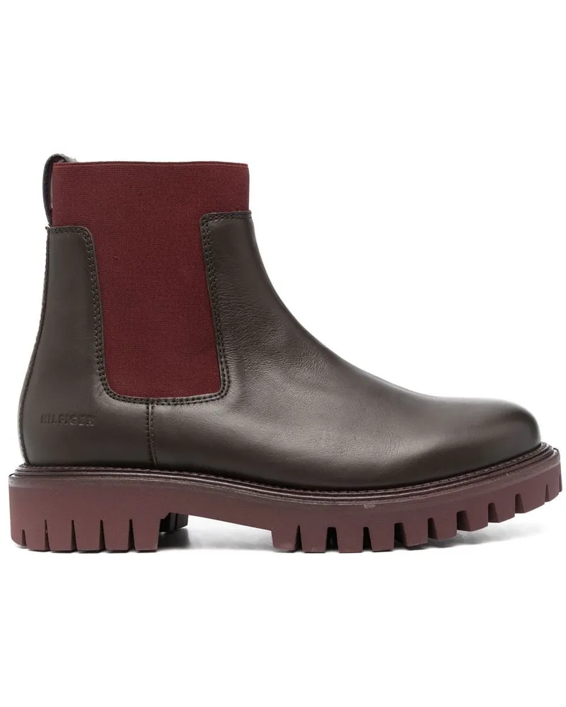 Tommy Hilfiger Premium Chelsea-Boots mit dicker Sohle Rot