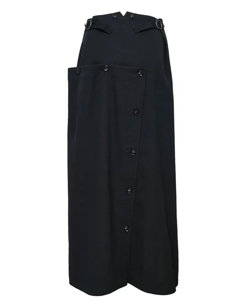 Yohji Yamamoto panelled asymmetric midi skirt - Schwarz Schwarz