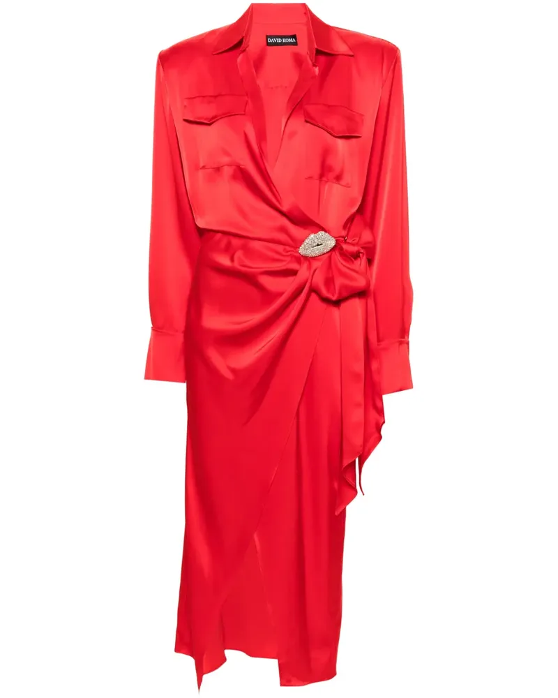 David Koma Gewickeltes Minikleid aus Satin - Rot Rot