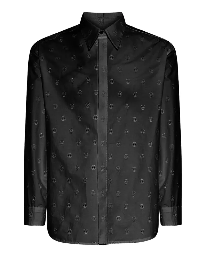John Richmond monogram-pattern long-sleeve shirt - Schwarz Schwarz