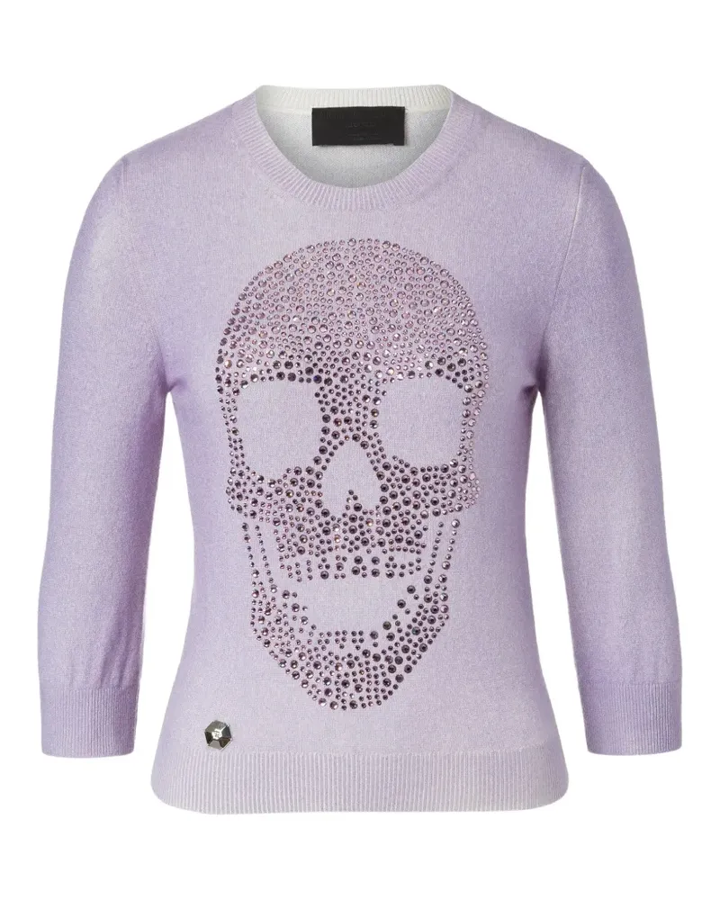 Philipp Plein Oberteil mit Strass-Totenkopf - Rosa Rosa