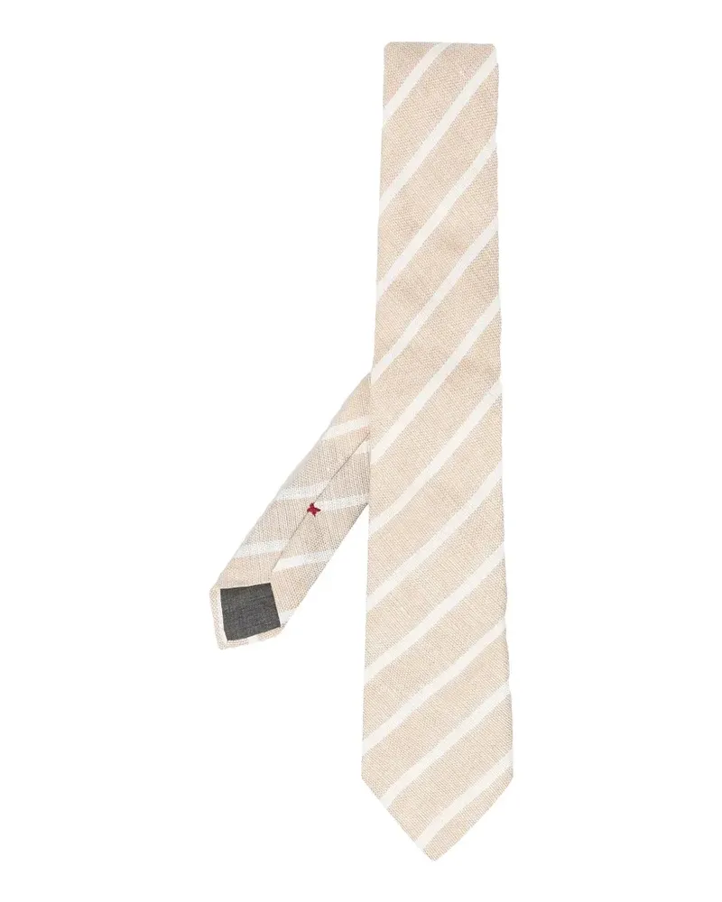 Brunello Cucinelli diagonal-stripe neck-tie - Nude Nude