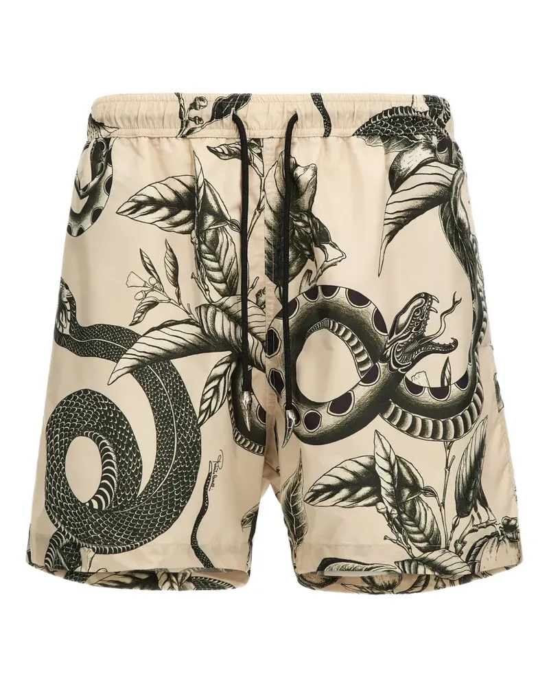 Roberto Cavalli Badeshorts mit Schlangen-Print - Nude Nude