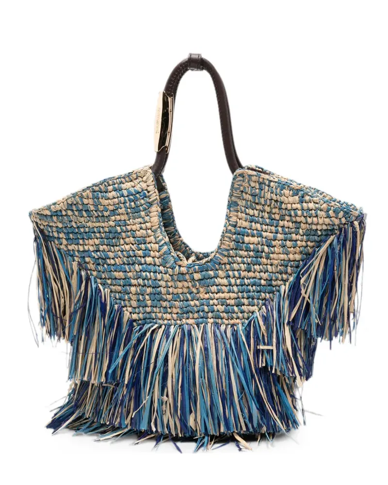 Zimmermann fringe-trimmed woven tote bag - Blau Blau
