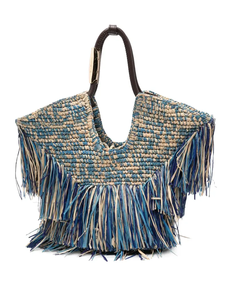 Zimmermann fringe-trimmed woven tote bag - Blau Blau