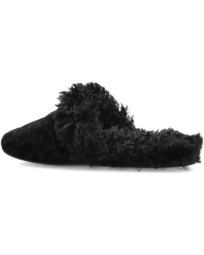 Versace logo trimmed slippers - Schwarz Schwarz