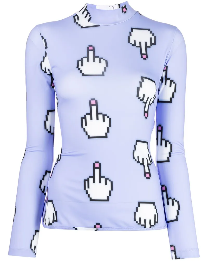 Natasha Zinko Pixel Middle Finger Oberteil - Violett Violett