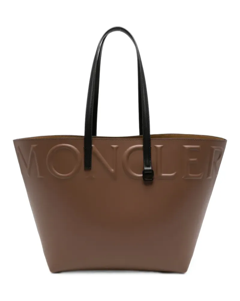 Moncler embossed-logo leather tote bag - Braun Braun
