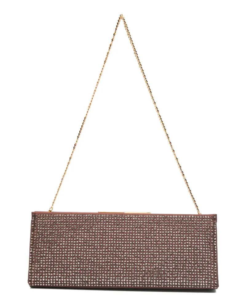 Lola Cruz Écla rhinestone chain-strap clutch bag - Braun Braun