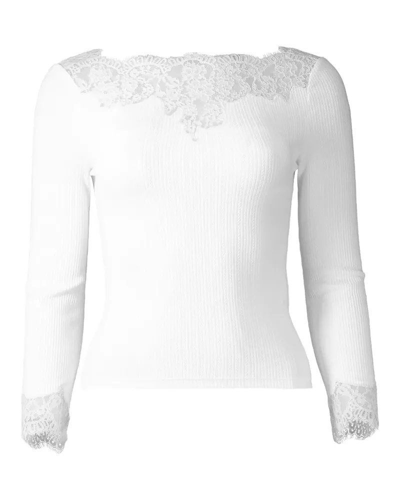 DÔEN Riana T-Shirt mit Spitzenbesatz - Weiß Weiß