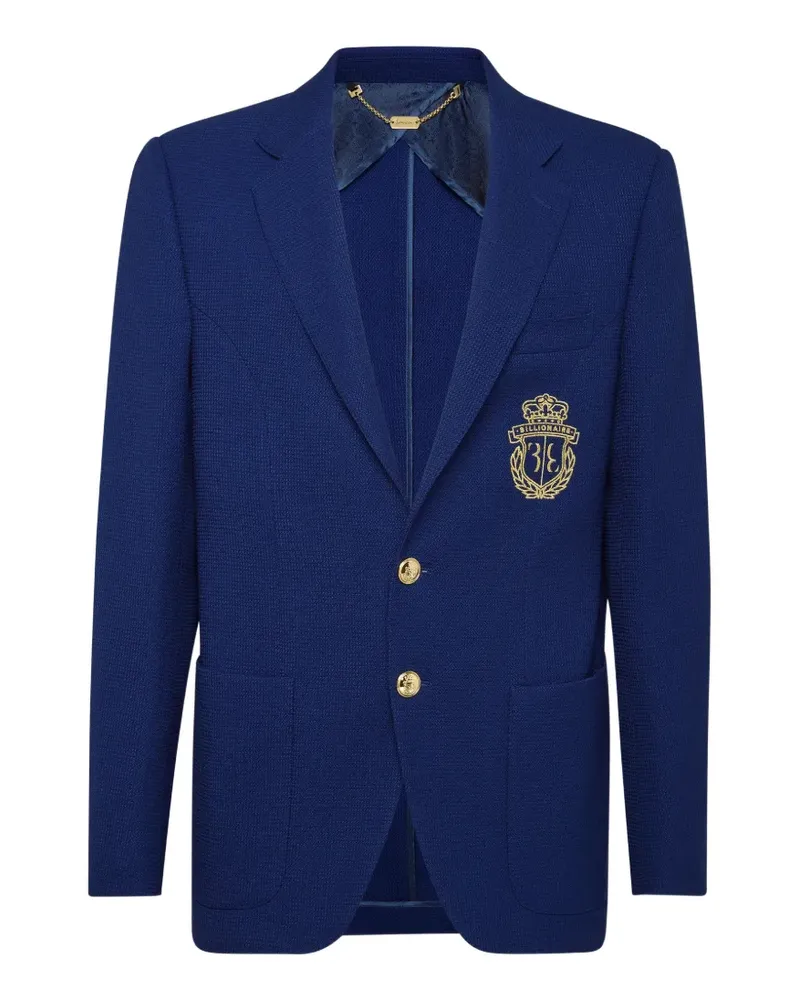 Billionaire crest-embroidered blazer - Blau Blau