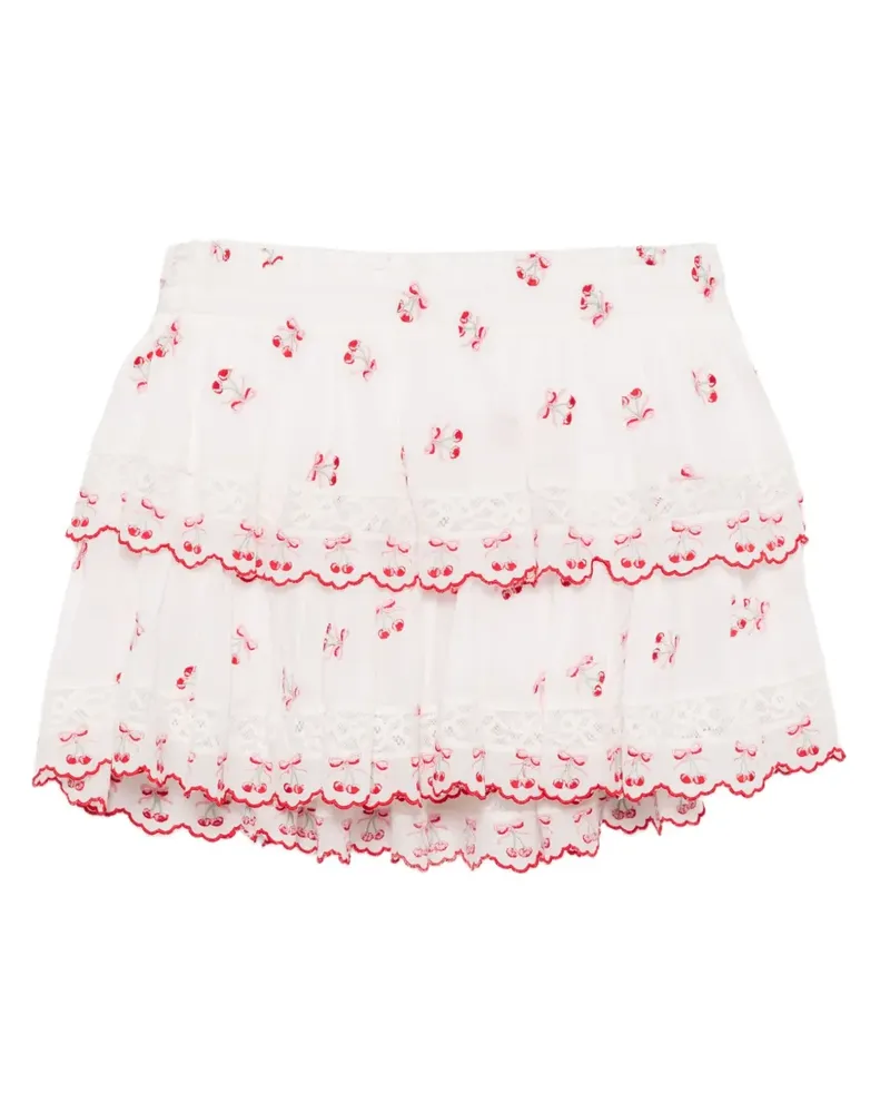 LoveShackFancy Cherry Minirock - Weiß Weiß