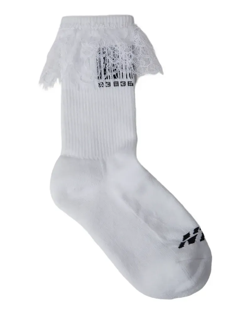 VTMNTS lace-trim barcode socks - Weiß Weiß