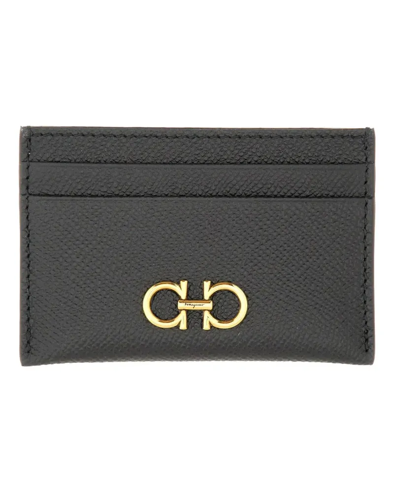 Ferragamo Gancini pebbled-leather card holder - Schwarz Schwarz