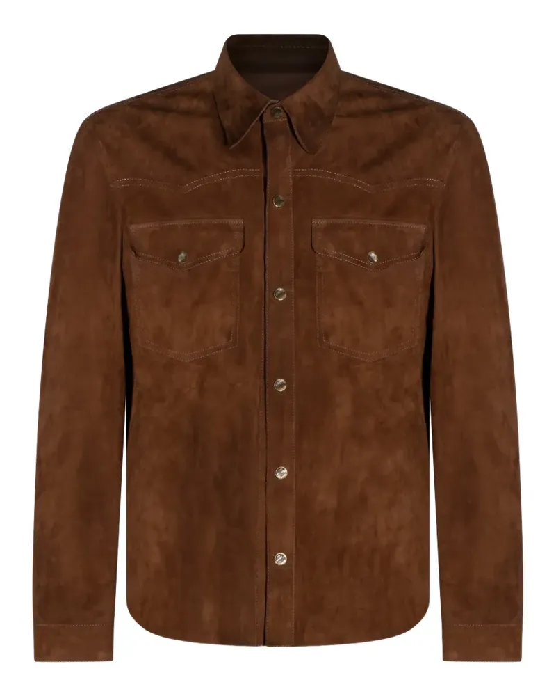 Salvatore Santoro Geknöpfte Lederjacke mit Klappentasche - Braun Braun
