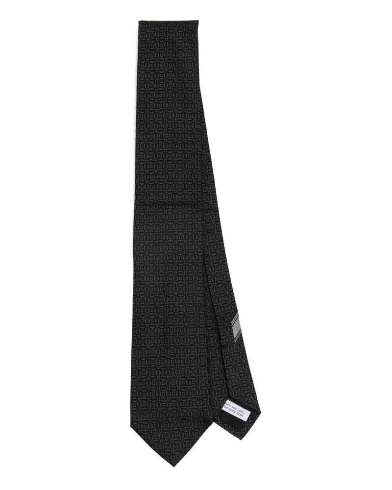 Ferragamo Seidenkrawatte mit Gancini-Print - Schwarz Schwarz