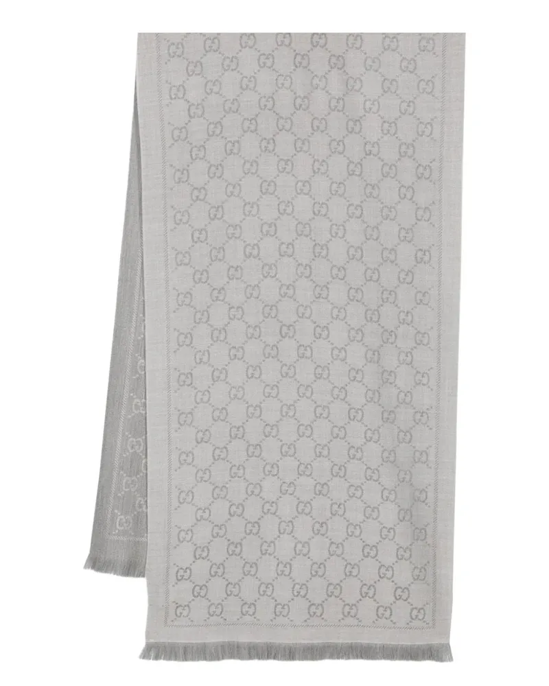 Gucci Jacquard-Wollschal mit Monogrammmuster - Grau Grau