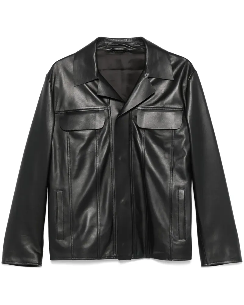 LARDINI Klassische Lederjacke - Schwarz Schwarz