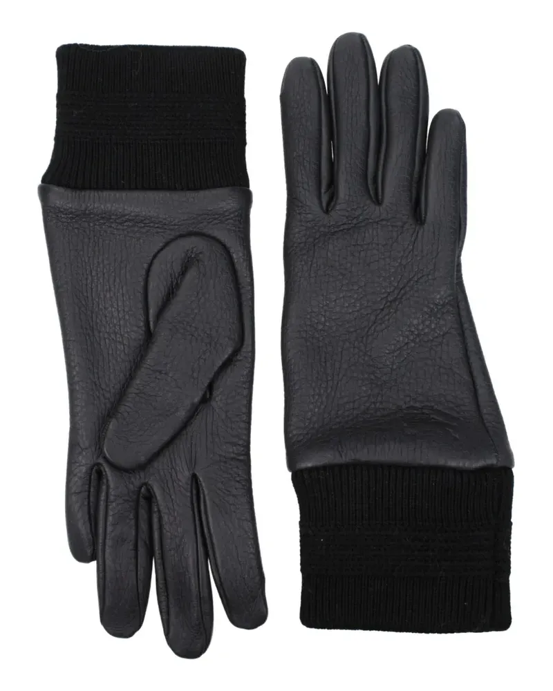 Burberry knitted-cuff leather gloves - Schwarz Schwarz
