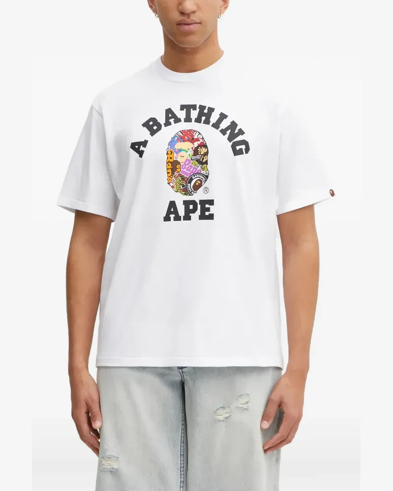 BAPE Multi Logo College graphic-print T-shirt - Weiß Weiß