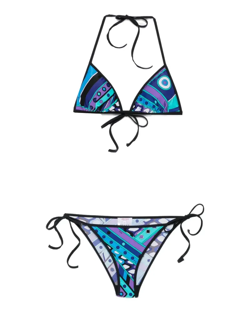 Emilio Pucci Marmo-print triangle bikini - Blau Blau