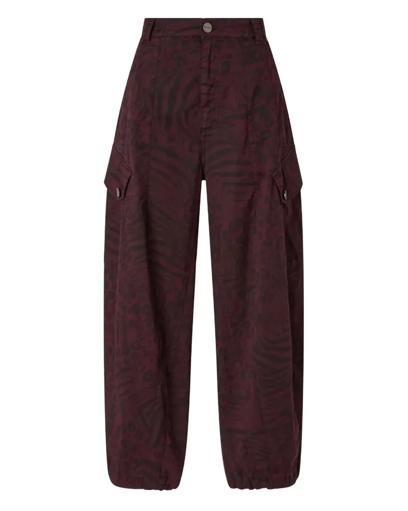 Pinko Cargohose mit Animal-Print - Rot Rot