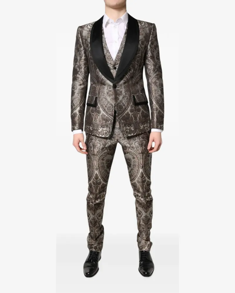Dolce & Gabbana baroque-jacquard three-piece suit - Grau Grau