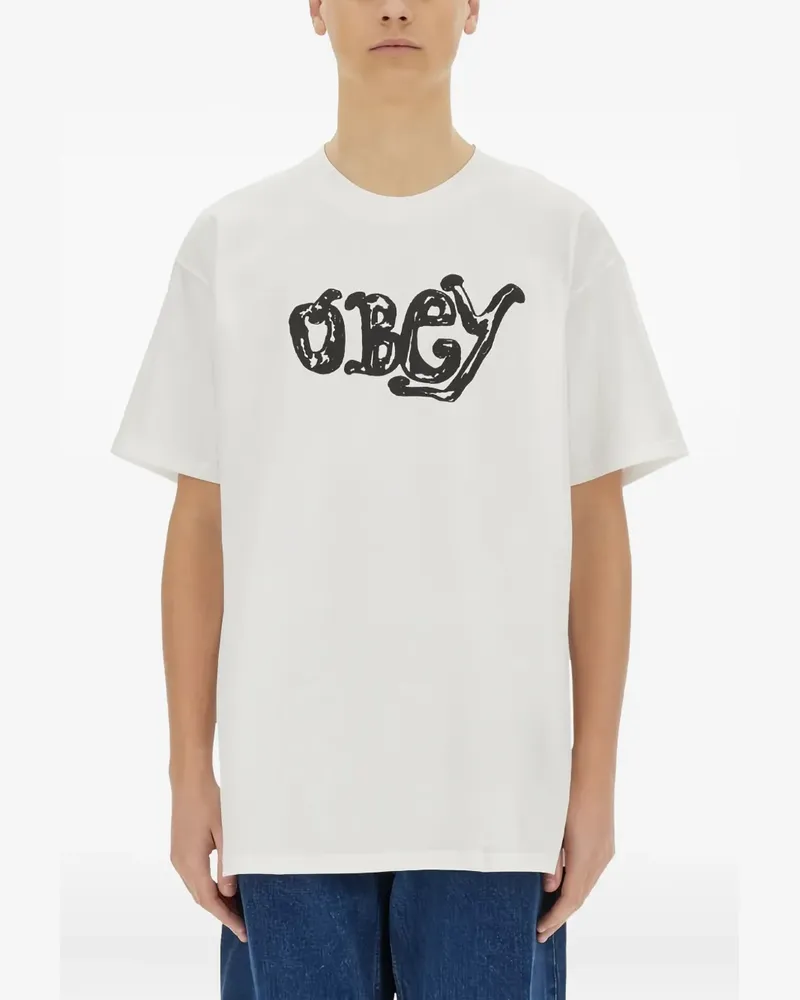 Obey T-Shirt mit Logo-Print - Weiß Weiß