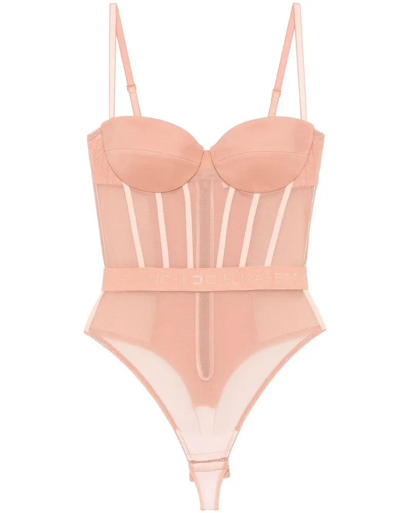 Elisabetta Franchi Body mit Logo-Bund - Nude Nude