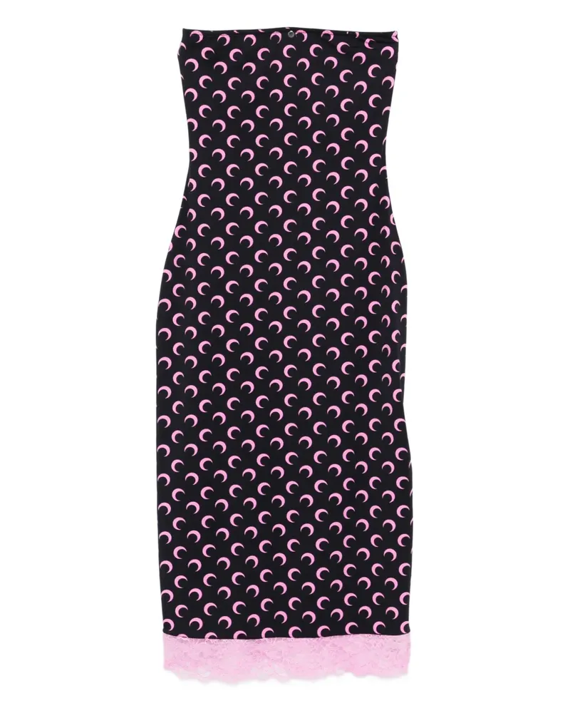 Marine Serre Midikleid mit Mond-Print - Schwarz Schwarz