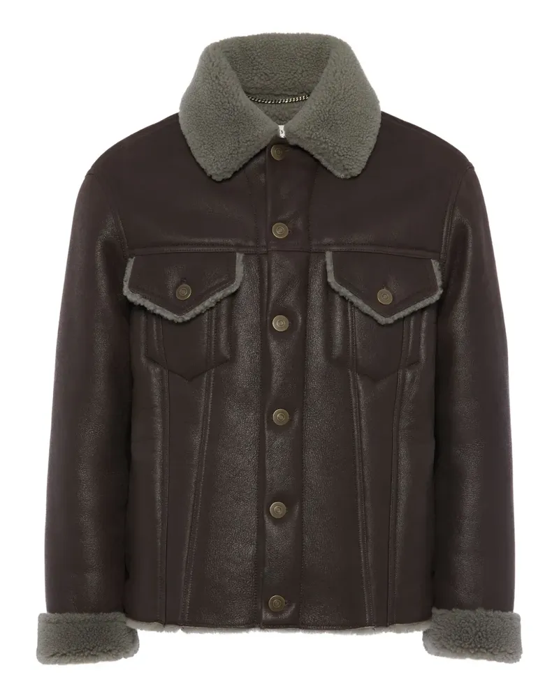 Maison Margiela Jacke mit Pelzkragen - Braun Braun